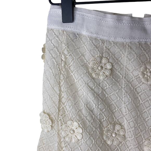 SHIATZH CHEN Lace Feather Floral Applique High Waisted Skirt Italy 40/ US 0 - Picture 5 of 14